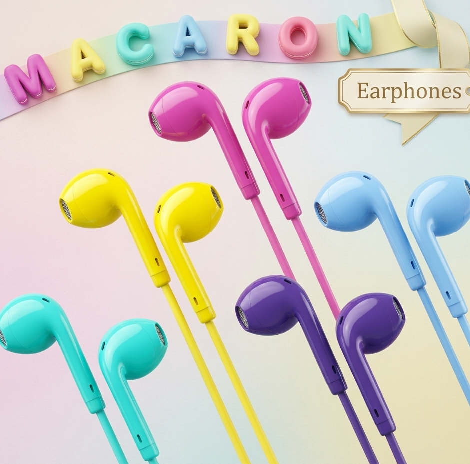 Auriculares Macaron con Micrófono – 3.5mm, Cancelación de Ruido, 6 Colores